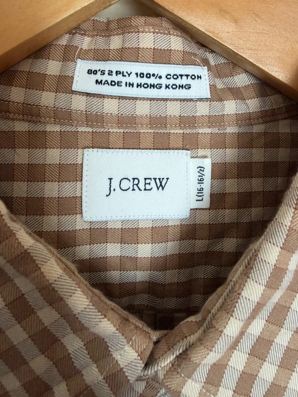 J. Crew Brown Plaid 100% Cotton Button-Up Shirt. Size Large
